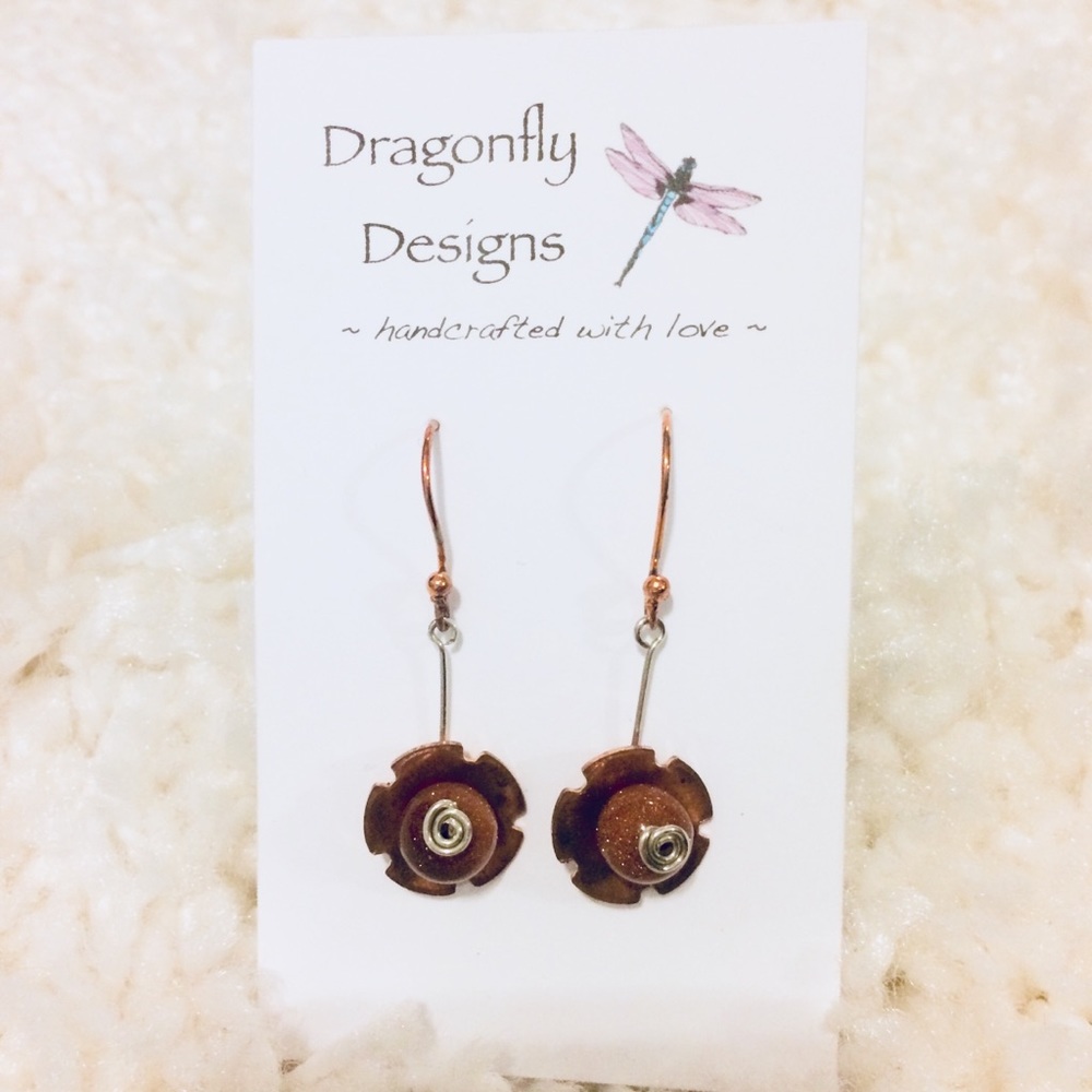 Genuine Copper and Recycled Sterling Earrings
